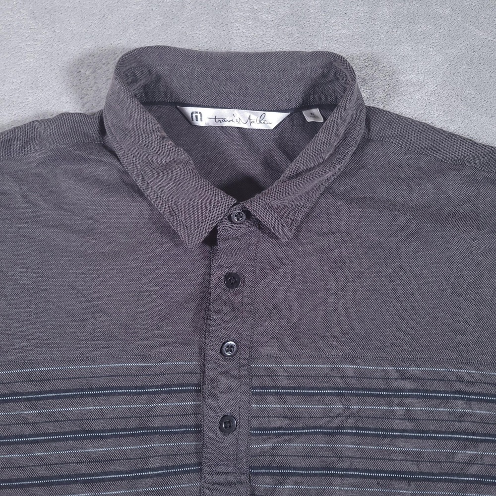 Travis‎ Mathew Polo Shirt Mens XL Gray Striped Short Sleeve Golf Casual Soft